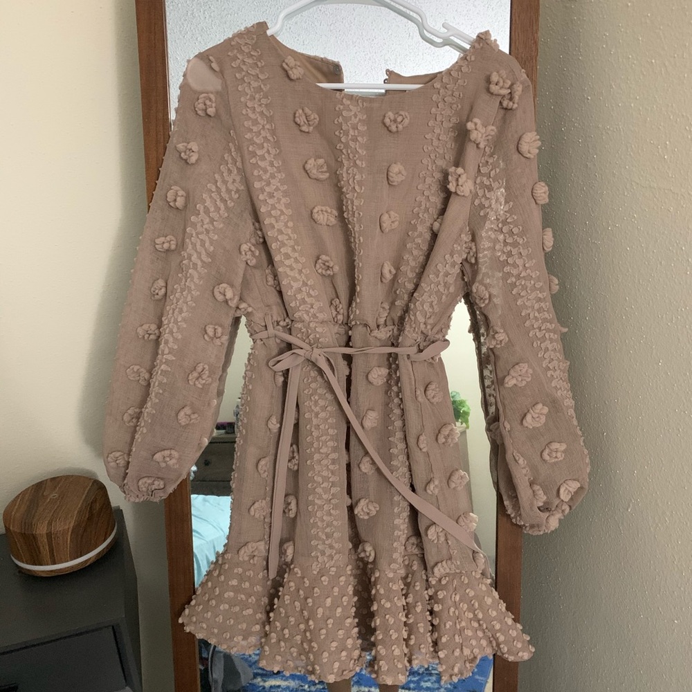 Pinkblush waverleigh Taupe floral longsleeve dress